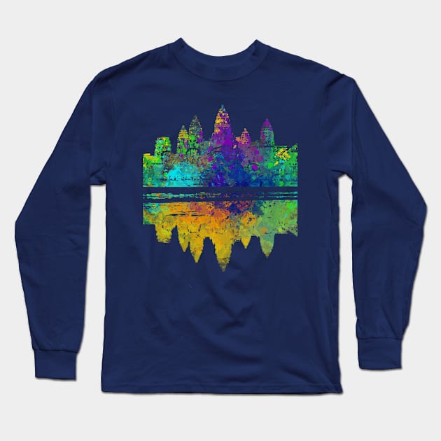 Colourful Angkor Wat Long Sleeve T-Shirt by Seraphine